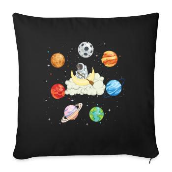 Astronaute Planète Aviron Nuage - Housse de coussin décorative 45 x 45 cm - noir - Devant