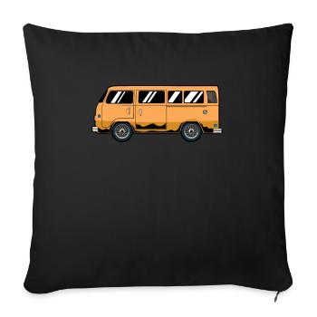 Camper Bus Caravan Camper Bus - Sofakissenbezug 45 x 45 cm - Schwarz - Vorne