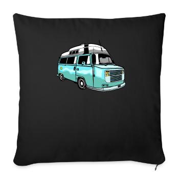 Camper Bus Caravan Camper Bus - Sofakissenbezug 45 x 45 cm - Schwarz - Vorne