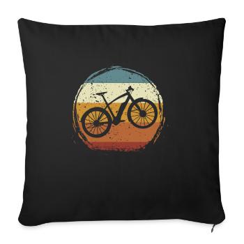 E-Bike, E-MTB, Retro Sonnenuntergang E-Biker - Sofakissenbezug 45 x 45 cm - Schwarz - Vorne