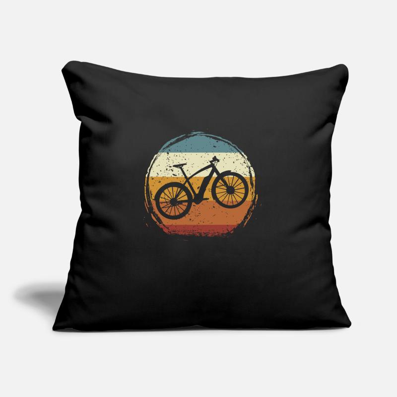 E-Bike, E-VTT, Retro coucher de soleil E-Biker Housse de coussin décorative 45 x 45 cm