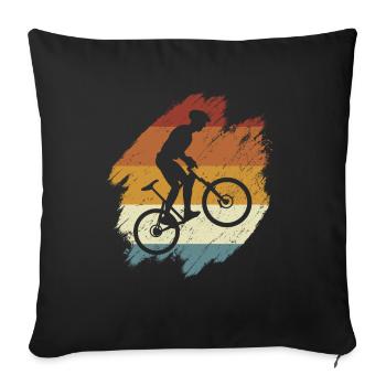 E-Bike, E-MTB, Retro Sonnenuntergang E-Biker - Sofakissenbezug 45 x 45 cm - Schwarz - Vorne