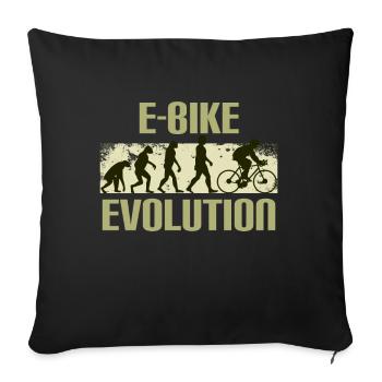 E-Bike, E-VTT, Evolution - Housse de coussin décorative 45 x 45 cm - noir - Devant