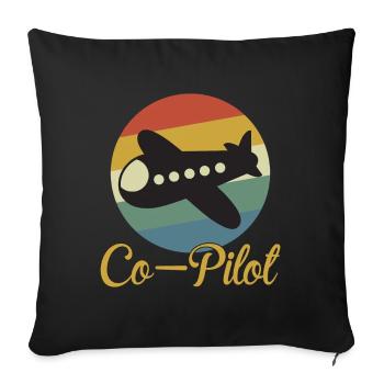 Matching Pilot Dad and Baby Vintage - Housse de coussin décorative 45 x 45 cm - noir - Devant