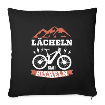 E-Bike, lächeln statt hecheln - Sofakissenbezug 45 x 45 cm - Schwarz - Vorne