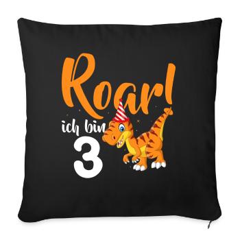 3. Geburtstag 3 Jahre Dino Dinosaurier Fan - Sofakissenbezug 45 x 45 cm - Schwarz - Vorne