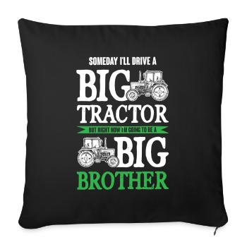 großer traktor großer bruder - Sofakissenbezug 45 x 45 cm - Schwarz - Vorne