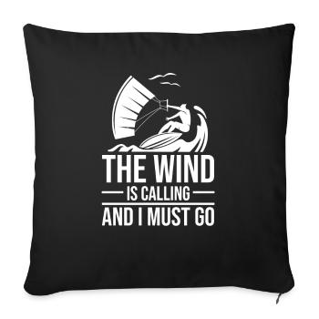 Kitesurfen Kiteboarding Kite Kiten - Sofakissenbezug 45 x 45 cm - Schwarz - Vorne