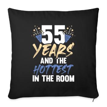 55 years birthday - Sofa pillowcase 17,3'' x 17,3'' (45 x 45 cm) - black - Front