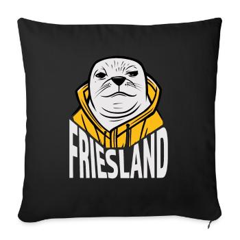 Friesland, naughty seal with Frisian ore - Sofa pillowcase 17,3'' x 17,3'' (45 x 45 cm) - black - Front