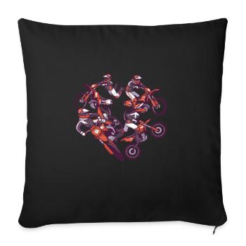 LOVE My Motorcross -Motocross battements de cœur - Housse de coussin décorative 45 x 45 cm - noir - Devant