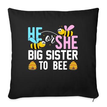 Rose Or Blue Gender Reveal Baby Party Soeur - Housse de coussin décorative 45 x 45 cm - noir - Devant