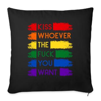 Kiss Whoever Rainbow LGBT - Housse de coussin décorative 45 x 45 cm - noir - Devant