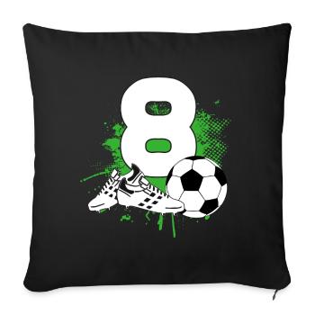 8ème anniversaire 8 ans footballeur - Housse de coussin décorative 45 x 45 cm - noir - Devant