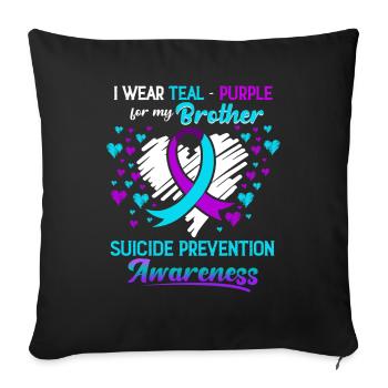 I Wear Teal Purple Suicide Prevention Awareness - Housse de coussin décorative 45 x 45 cm - noir - Devant