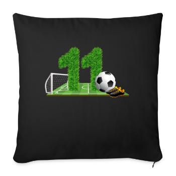 11e anniversaire 11 ans footballeur - Housse de coussin décorative 45 x 45 cm - noir - Devant