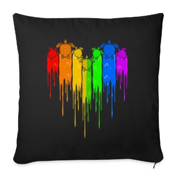 Turtles LGBT Rainbow Heart - Sofa pillowcase 17,3'' x 17,3'' (45 x 45 cm) - black - Front