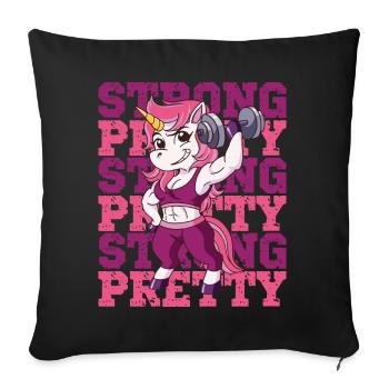 Fitness Muskeln Training Einhorn - Sofakissenbezug 45 x 45 cm - Schwarz - Vorne