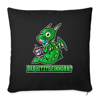 Drachen Letztes Einhorn Lustiges Einhörner - Sofakissenbezug 45 x 45 cm - Schwarz - Vorne