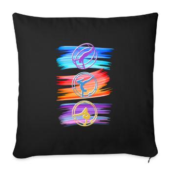 Farbenfrohes Rhönrad mit Rhönradturnerin - Sofakissenbezug 45 x 45 cm - Schwarz - Vorne