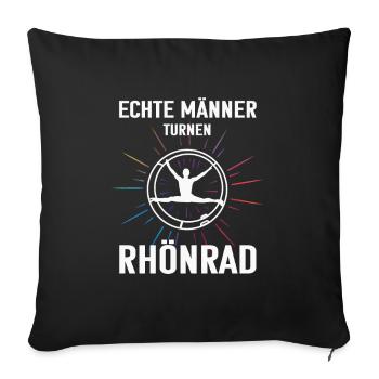Echte Männer turnen Rhönrad - Sofakissenbezug 45 x 45 cm - Schwarz - Vorne