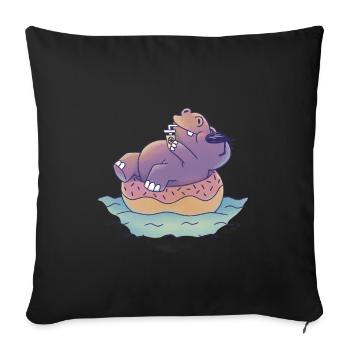 Été Hippo Soleil Lunettes Limonade Piscine Donut Mer - Housse de coussin décorative 45 x 45 cm - noir - Devant