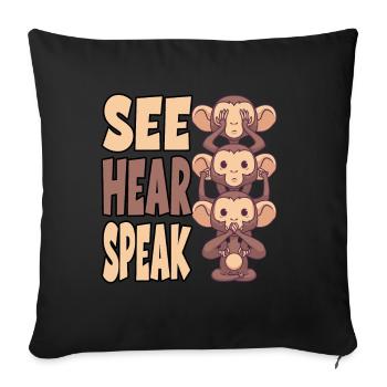 Voir Entendre parler pour un étudiant ou dans le - Housse de coussin décorative 45 x 45 cm - noir - Devant