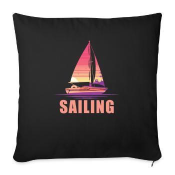 Seglen Segelboot Segler - Sofakissenbezug 45 x 45 cm - Schwarz - Vorne