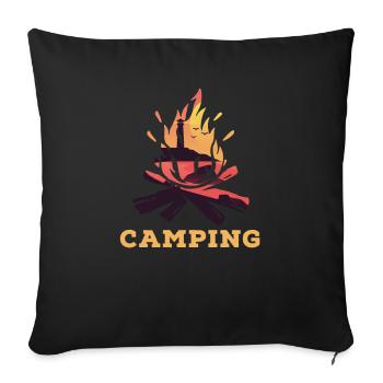 Camping Camping Campsite Camping - Sofa pillowcase 17,3'' x 17,3'' (45 x 45 cm) - black - Front