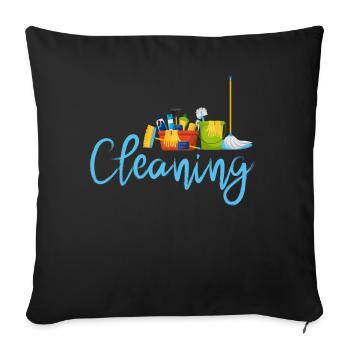Funny cleaning lady Cleaner Housewife Cleaning - Sofa pillowcase 17,3'' x 17,3'' (45 x 45 cm) - black - Front