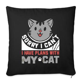 Cat Rental Cat Domestic Cat - Sofa pillowcase 17,3'' x 17,3'' (45 x 45 cm) - black - Front