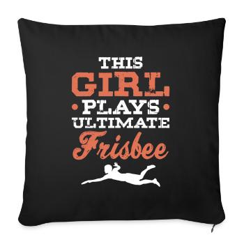 fille ultimate frisbee - Housse de coussin décorative 45 x 45 cm - noir - Devant