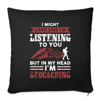 geocaching rigolo - Housse de coussin décorative 45 x 45 cm - noir - Devant
