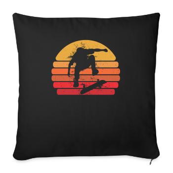 Retro Skateboard Skateboarder Vintage Skater - Housse de coussin décorative 45 x 45 cm - noir - Devant