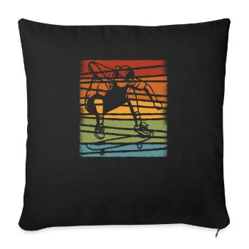 Retro Skateboard Skateboarder Vintage Skater - Housse de coussin décorative 45 x 45 cm - noir - Devant