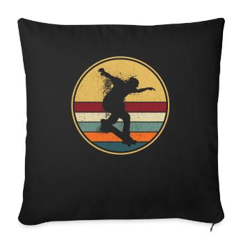 Retro Skateboard Skateboarder Vintage Skater - Sofa pillowcase 17,3'' x 17,3'' (45 x 45 cm) - black - Front
