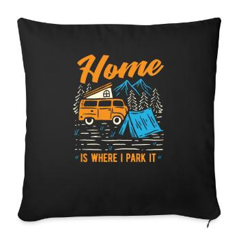 Camper Bus Caravan Camper Bus - Sofakissenbezug 45 x 45 cm - Schwarz - Vorne