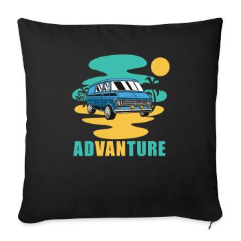 Camper Bus Caravan Camper Bus - Housse de coussin décorative 45 x 45 cm - noir - Devant