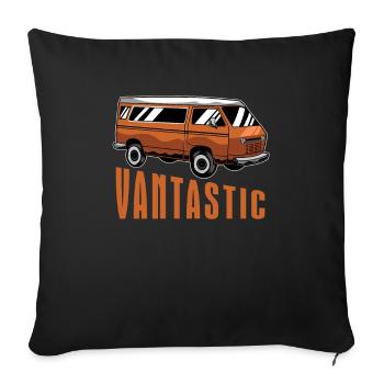 Camper Bus Caravan Camper Bus - Housse de coussin décorative 45 x 45 cm - noir - Devant