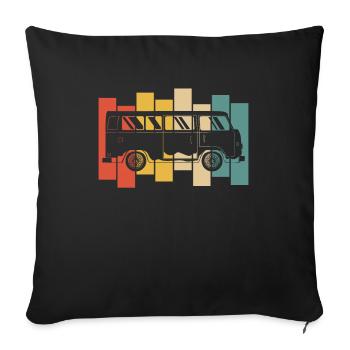 Retro Camper Bus Caravan Vintage Camper Bus - Sofa pillowcase 17,3'' x 17,3'' (45 x 45 cm) - black - Front