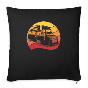 Retro Camper Bus Caravan Vintage Camper Bus - Housse de coussin décorative 45 x 45 cm - noir - Devant