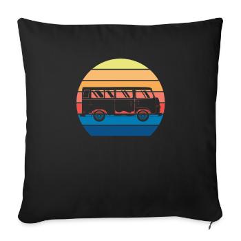 Retro Camper Bus Caravan Vintage Camper Bus - Sofa pillowcase 17,3'' x 17,3'' (45 x 45 cm) - black - Front
