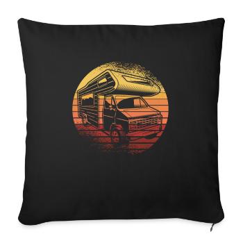 Retro Camper Bus Caravan Vintage Camper Bus - Sofa pillowcase 17,3'' x 17,3'' (45 x 45 cm) - black - Front