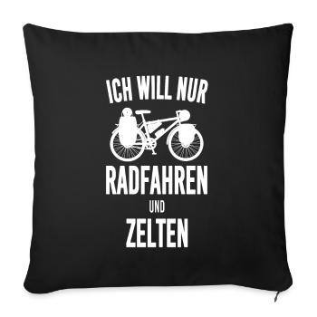 Fahrrad Bikepacking Radfahren Abenteuer Geschenk - Sofakissenbezug 45 x 45 cm - Schwarz - Vorne