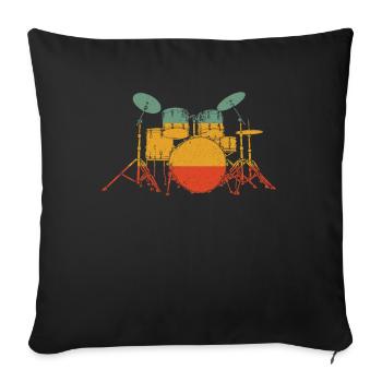 Rétro percussion rétro batterie cadeau - Housse de coussin décorative 45 x 45 cm - noir - Devant