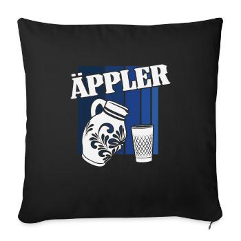 Hessischer Äppler, Apfelwein - Sofakissenbezug 45 x 45 cm - Schwarz - Vorne
