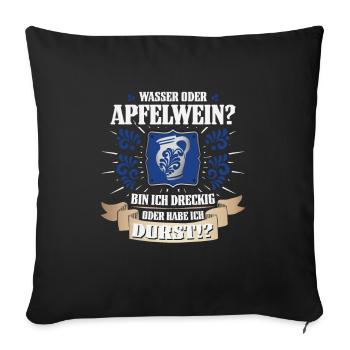Hessischer Äppler, Apfelwein - Sofakissenbezug 45 x 45 cm - Schwarz - Vorne