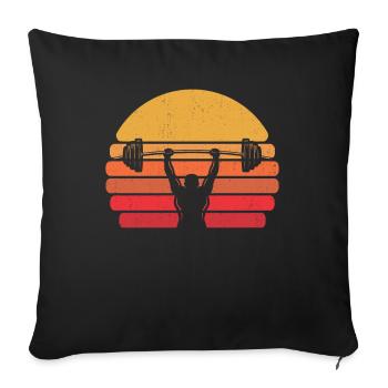 Rétro triangle de force vintage Powerlifting - Housse de coussin décorative 45 x 45 cm - noir - Devant
