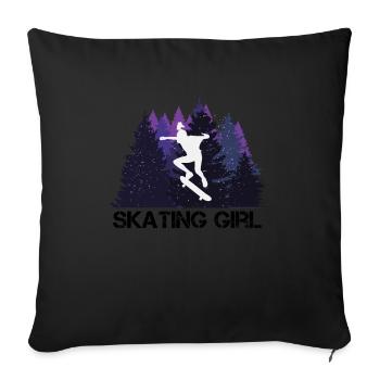 Skateboard girl in the beautiful nature - Sofa pillowcase 17,3'' x 17,3'' (45 x 45 cm) - black - Front