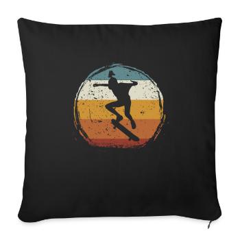 Retro vintage skateboard girl - Sofa pillowcase 17,3'' x 17,3'' (45 x 45 cm) - black - Front